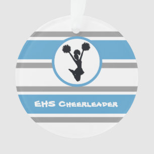 Gepersonaliseerd blauw en Silver Cheerleader Ornam Ornament