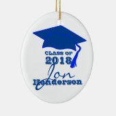 Gepersonaliseerd blauw en wit Afstuderen Keramisch Ornament (Rechts)