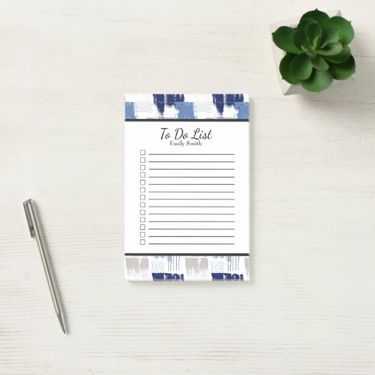Gepersonaliseerd Blauw en Wit dat wordt gelinkt om Post-it® Notes (Kantoor)