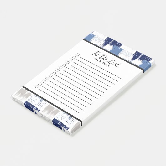 Gepersonaliseerd Blauw en Wit dat wordt gelinkt om Post-it® Notes (Schuin)