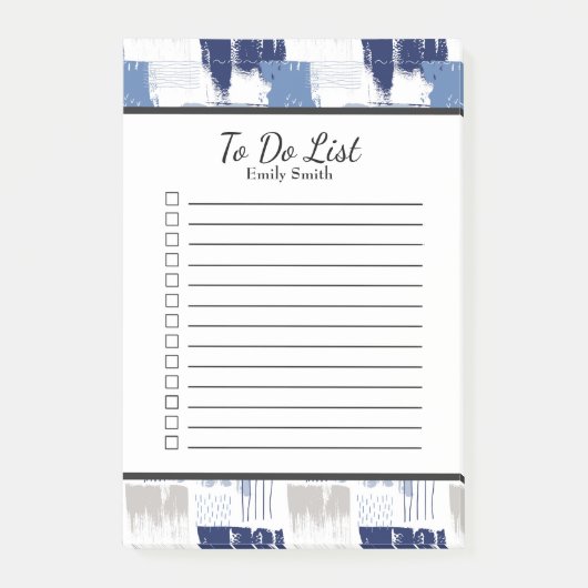Gepersonaliseerd Blauw en Wit dat wordt gelinkt om Post-it® Notes (Voorkant)