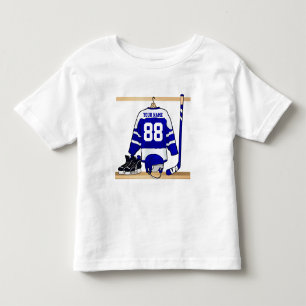 Gepersonaliseerd Blauw en Wit Ijshockey Jersey Kinder Shirts