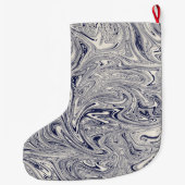 Gepersonaliseerd blauw en wit marmer grote kerstsok (Achterkant)