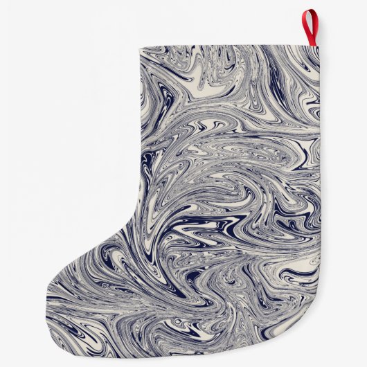 Gepersonaliseerd blauw en wit marmer grote kerstsok (Achterkant)