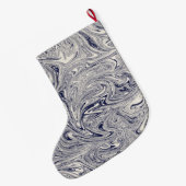 Gepersonaliseerd blauw en wit marmer grote kerstsok (Achterkant (Hangend))