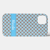 Gepersonaliseerd blauw en wit poolpuntenpatroon Case-Mate iPhone case (Achterkant (horizontaal))