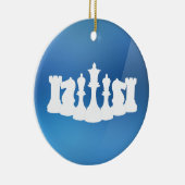 Gepersonaliseerd blauw en wit schaak Ornament (Rechts)