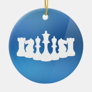Gepersonaliseerd blauw en wit schaak Ornament