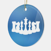 Gepersonaliseerd blauw en wit schaak Ornament (Links)