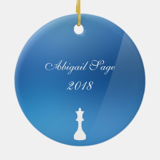 Gepersonaliseerd blauw en wit schaak Ornament (Achterkant)