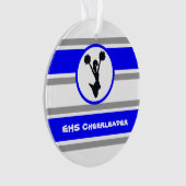 Gepersonaliseerd blauw en zilver Cheerleader Ornam Ornament (voorkant)
