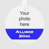 Gepersonaliseerd blauw en zilver Cheerleader Ornam Ornament (achterkant)