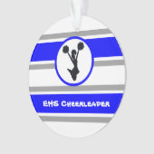 Gepersonaliseerd blauw en zilver Cheerleader Ornam Ornament (voorkant)