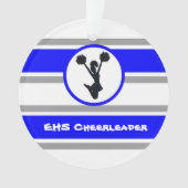 Gepersonaliseerd blauw en zilver Cheerleader Ornam Ornament (voorkant)