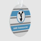 Gepersonaliseerd blauw en zilver Cheerleader Ornam Ornament (voorkant)