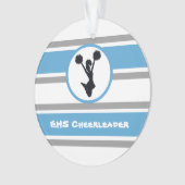 Gepersonaliseerd blauw en zilver Cheerleader Ornam Ornament (voorkant)