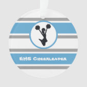 Gepersonaliseerd blauw en zilver Cheerleader Ornam Ornament (voorkant)