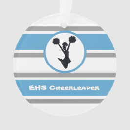 Gepersonaliseerd blauw en zilver Cheerleader Ornam Ornament