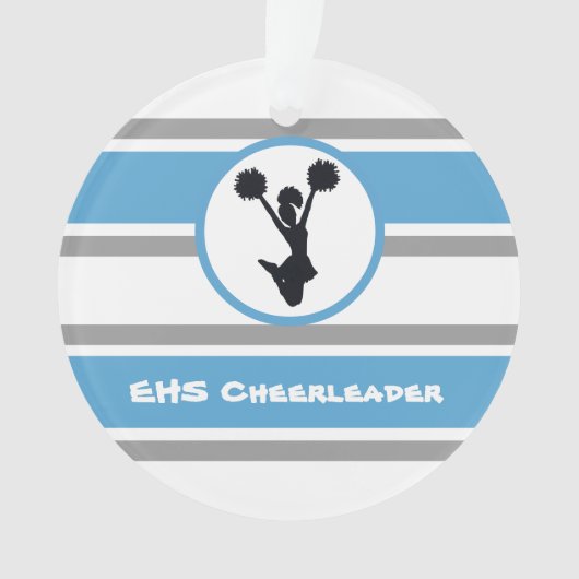 Gepersonaliseerd blauw en zilver Cheerleader Ornam Ornament (voorkant)