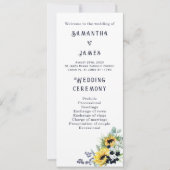 Gepersonaliseerd blauw en zonnebloem bruiloft prog kaart (Voorkant)