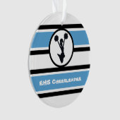 Gepersonaliseerd blauw en zwart Cheerleader Orname Ornament (voorkant)