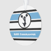 Gepersonaliseerd blauw en zwart Cheerleader Orname Ornament (voorkant)