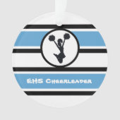 Gepersonaliseerd blauw en zwart Cheerleader Orname Ornament (voorkant)