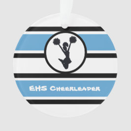 Gepersonaliseerd blauw en zwart Cheerleader Orname Ornament