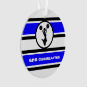 Gepersonaliseerd blauw en zwart Cheerleader Orname Ornament (voorkant)