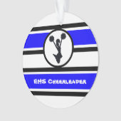 Gepersonaliseerd blauw en zwart Cheerleader Orname Ornament (voorkant)