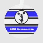 Gepersonaliseerd blauw en zwart Cheerleader Orname Ornament (voorkant)
