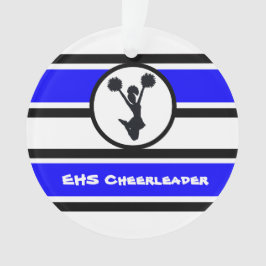 Gepersonaliseerd blauw en zwart Cheerleader Orname Ornament