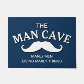 Gepersonaliseerd Blauw Funny Man Cave Sign Deurmat (Voorkant)