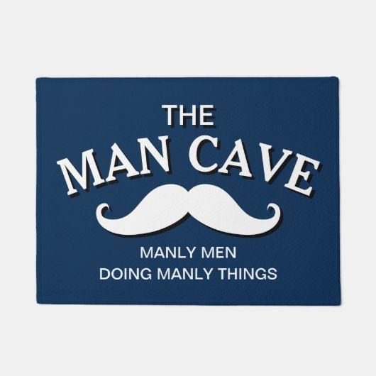 Gepersonaliseerd Blauw Funny Man Cave Sign Deurmat (Voorkant)