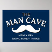 Gepersonaliseerd Blauw Funny Man Cave Sign Poster (Voorkant)
