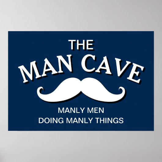 Gepersonaliseerd Blauw Funny Man Cave Sign Poster (Voorkant)