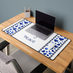 Gepersonaliseerd blauw glitter hart werpt kussen bureaumat