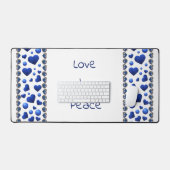 Gepersonaliseerd blauw glitter hart werpt kussen bureaumat (Keyboard & Muis)