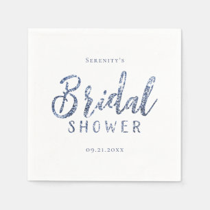 Gepersonaliseerd blauw glitter vrijgezellenfeest servet