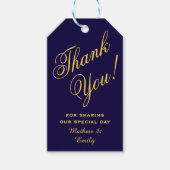 Gepersonaliseerd Blauw Goud Dank u Trouwgunst Cadeaulabel (Voorkant)