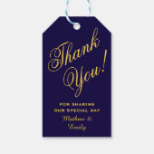 Gepersonaliseerd Blauw Goud Dank u Trouwgunst Cadeaulabel (Achterkant)