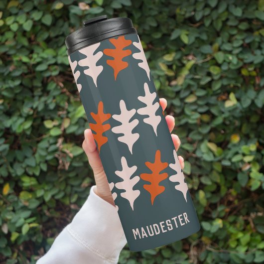 Gepersonaliseerd Blauw Grijs Sinaasappel Abstract  Thermosbeker