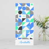 Gepersonaliseerd blauw groen geometrisch Bladwijze (Staand voorkant)