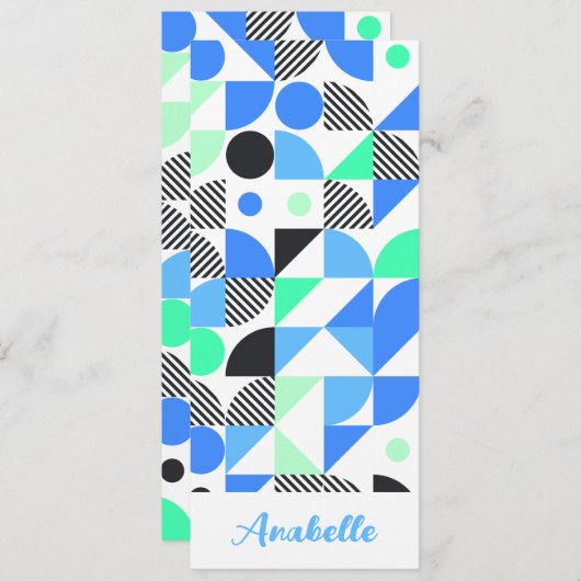 Gepersonaliseerd blauw groen geometrisch Bladwijze (Voorkant / Achterkant)