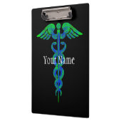 Gepersonaliseerd blauw groen kaduceus zurse klembo klembord (Links)