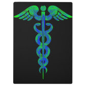 Gepersonaliseerd blauw groen kaduceus zurse klembo klembord (Achterkant)