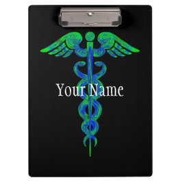 Gepersonaliseerd blauw groen kaduceus zurse klembo klembord