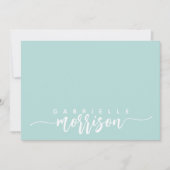 Gepersonaliseerd blauw groen script Naam Flat Note Notitiekaartje (Voorkant)
