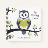 Gepersonaliseerd Blauw & Groene Uil Lezing Journal Notitieboek (Voorkant)