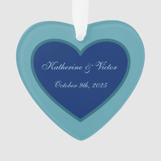 Gepersonaliseerd blauw hart Ornament (voorkant)